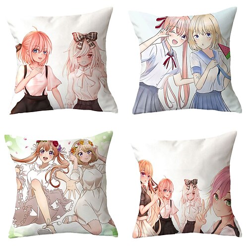 

Cuckoo's Fiancee Double Side Cushion Cover 4PC Soft Decorative Square Throw Pillow Cover Cushion Case Pillowcase for Sofa Bedroom Superior Quality Machine Washable