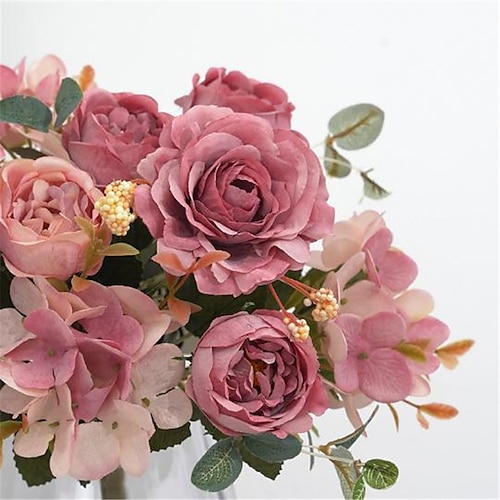 

European Hydrangea Peony Bouquet Imitation Silk flower Rose rose Wedding Home living Room Decoration 2916CM