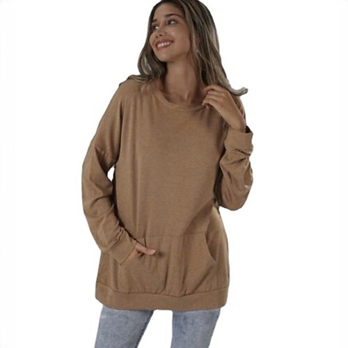 

Women's Sweatshirt Pullover Plain Front Pocket Casual Weekend Active Streetwear Hoodies Sweatshirts Green Black Blue