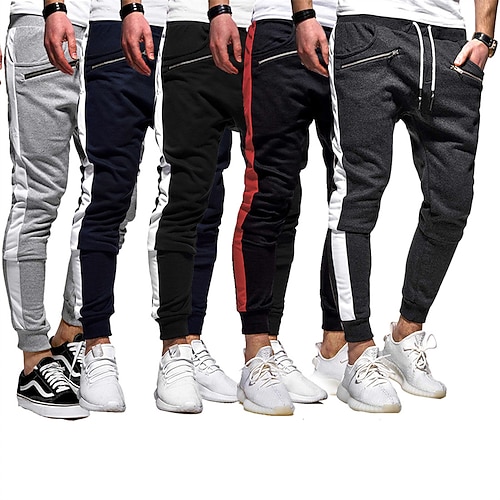 

Men's Sweatpants Joggers Trousers Zipper Drawstring Elastic Waist Color Block Comfort Breathable Casual Daily Streetwear Cotton Blend Sports Fashion Black / White Light gray Micro-elastic