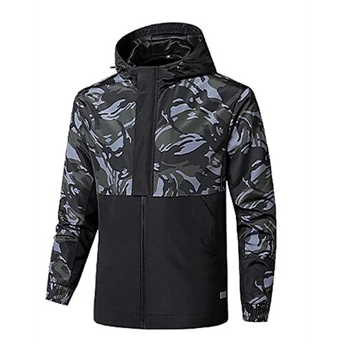 

Men's Jacket Regular Patchwork Coat Black Blue Casual Daily Fall Zipper Round Neck Slim M L XL 2XL 3XL 4XL / Spring / Long Sleeve / Camo / Camouflage