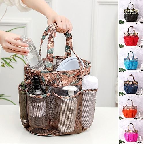 

Gauze Drain Storage Bag Multi-pocket Mesh Cosmetic Washing Bag Floral Swimming Bag Storage Beach Bag Back to School