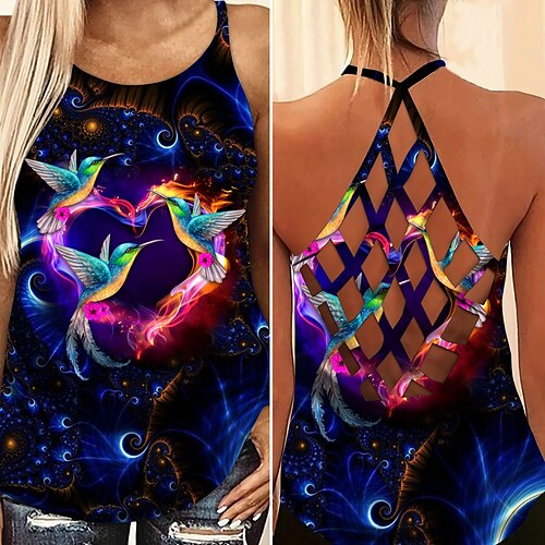 

Women's Tank Top Cut Out Fashion Blue Yoga Fitness Gym Workout Top Sleeveless Sport Activewear Breathable Quick Dry Comfortable Stretchy