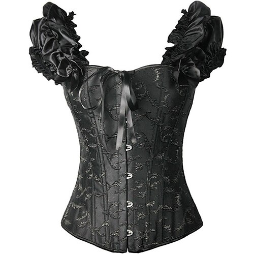 

Corset Women's Corsets Prom Party & Evening Club White Black Sexy Overbust Corset Hook & Eye Lace Up Backless Tummy Control Pure Color Spring Summer