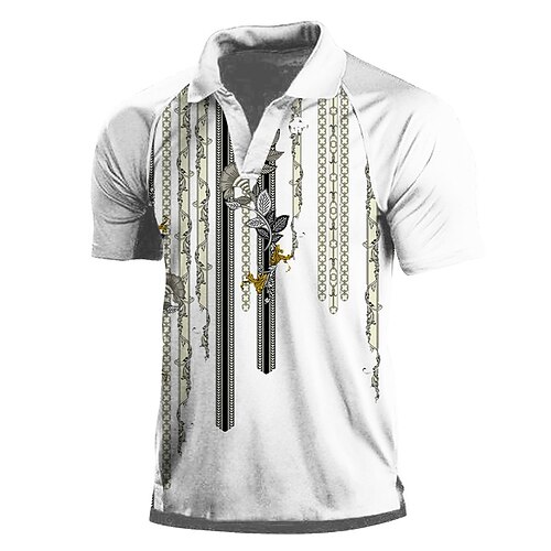 

Men's Collar Polo Shirt Golf Shirt Floral Turndown White 3D Print Outdoor Casual Short Sleeve Print Clothing Apparel Fashion Designer Casual Comfortable / Sports