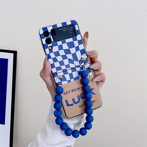 

Phone Case For Samsung Galaxy Back Cover Z Flip 3 Z Flip 4 Portable with Phone Strap Shockproof Solid Colored Flower Plastic