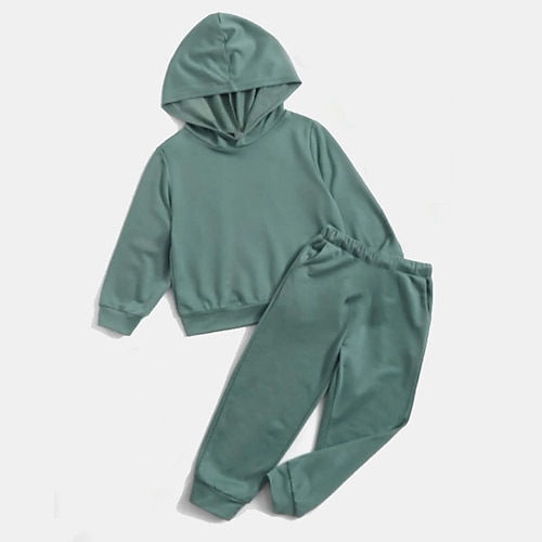 

Kids Boys Hoodie Pants HoodieSet Clothing Set 2 Pieces Long Sleeve Green Solid Color Street Sports Vacation Fashion Comfort Cool Daily 3-12 Years