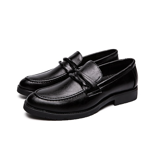 

Men's Loafers Slip-Ons Casual Classic Daily Office Career PU Black Grey Black Spring Summer