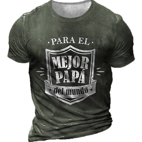 

Men's Unisex T shirt Tee 3D Print Graphic Prints Letter Crew Neck Street Daily Print Short Sleeve Tops Designer Casual Vintage Big and Tall Black Army Green Brown / Summer / Summer