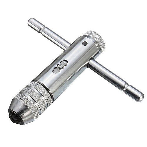 

Silver T-Handle Ratchet Tap Holder Wrench M5-M12 Machine Screw Thread Metric Plug T-shaped Tap