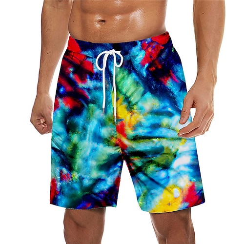 

Men's Swim Trunks Swim Shorts Quick Dry Board Shorts Bathing Suit Mesh Lining with Pockets Drawstring Swimming Surfing Beach Water Sports Tie Dye Printed Spring Summer