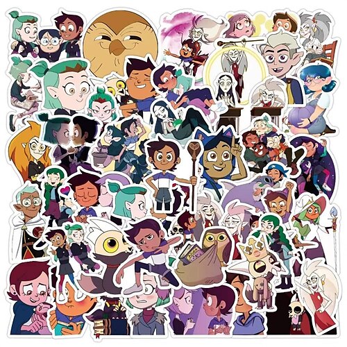 

50pcs Characters Animal Stickers for Notebook Gifts Rewards Waterproof Self-adhesive Cartoon for Women Men Girls