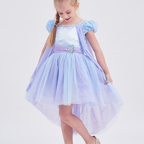 

Kids Little Girls' Dress Plain A Line Dress Performance Christening dress Pleated Lace Blue Knee-length Short Sleeve Costume Sweet Dresses Summer Regular Fit 3-12 Years