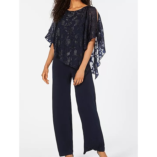 

tuta da donna stampa girocollo elegante tutti i giorni vacanza dritta vestibilità regolare mezza manica blu navy 4xl primavera