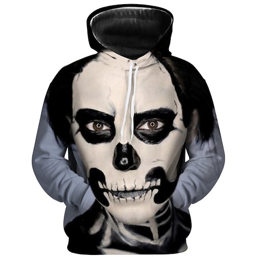 

Hombre Sudadera Sudadera Con Capucha Gris Con Capucha Graphic Cráneos Estampado Trabajo Diario Fin de semana Impresión 3D Design Casual Grande y alto Primavera Otoño Ropa Sudaderas con capucha