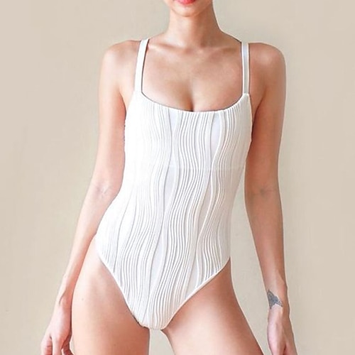 

Damen Badeanzug Ein Stück Monokini Badeanzüge Normal Bademode Rückenfrei Bauchkontrolle Hoch tailliert Einfarbig Weiß Schwarz Badeanzüge neu Urlaub Modern / nette Art / Spa