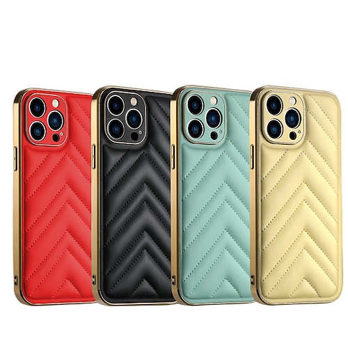 

Phone Case For Apple Back Cover iPhone 13 Pro Max iPhone 13 iPhone 13 Pro Portable Shockproof Lines / Waves Solid Colored Geometric Pattern TPU Plastic PU Leather
