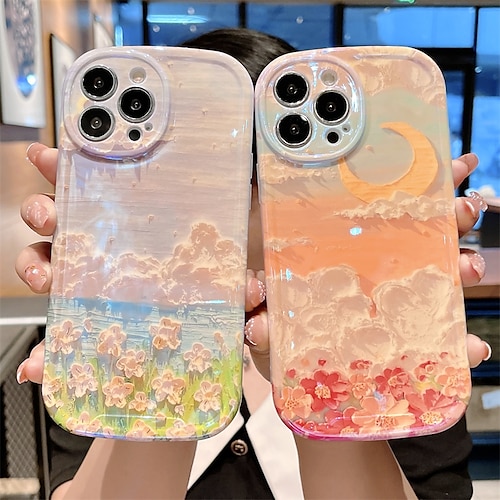 

Phone Case For Apple Back Cover iPhone 13 Pro Max 12 11 Portable Pattern Shockproof Graphic Patterned Scenery Flower PC