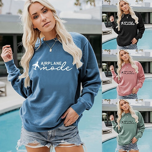 

Women's Sweatshirt Pullover Graphic Patterned Text Print Casual Sports Hot Stamping Casual Streetwear Hoodies Sweatshirts Wine Red Green White