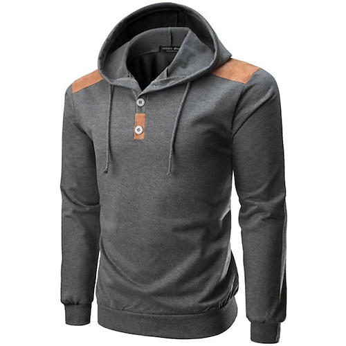 

Men's Hoodie Pullover Hoodie Sweatshirt Color Block Casual Daily Holiday non-printing Casual Streetwear Hoodies Sweatshirts Black Gray