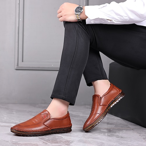 

Homens Mocassins e Slip-Ons Casual Clássico Diário Escritório e Carreira Couro Ecológico Preto Marron Primavera Verão