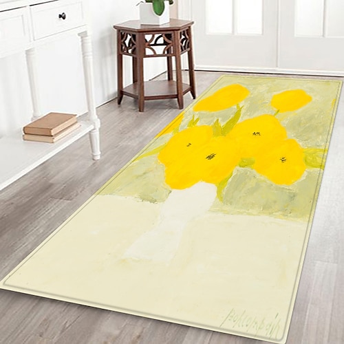 

Floral Pattern Area Rugs Carpet Living Room Mat Bedroom Home Non-Slip Polyester Floor Mats Doormats for Home Decor,Machine Washable