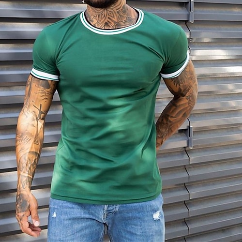 

Men's T shirt Tee Plain Round Neck Street Holiday Short Sleeve Clothing Apparel Fashion Casual Comfortable