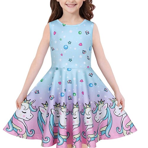 

Kids Little Girls' Dress Animal A Line Dress Daily Holiday Ruched Print White Black Blue Knee-length Sleeveless Princess Sweet Dresses Fall Summer Regular Fit 1pcs 3-12 Years