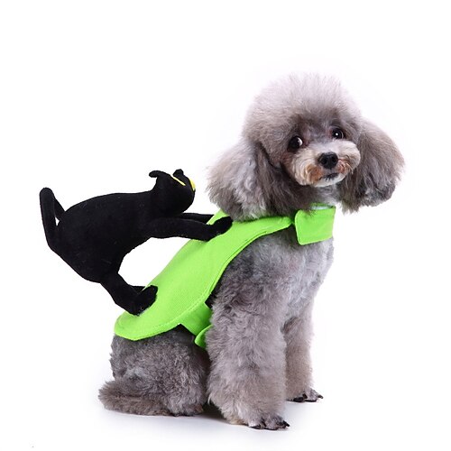 

Dog Cat Costume Cosplay Funny Party Halloween Dog Clothes Puppy Clothes Dog Outfits Breathable Green Costume for Girl and Boy Dog Polyster S M L