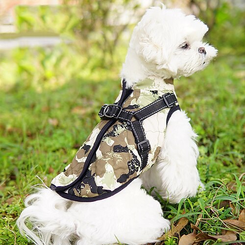 

Autumn and Winter New Dog Cotton Coat Chest and Back Integrated Cotton Vest Traction Chest and Back Warm Pet Two-legged Coat