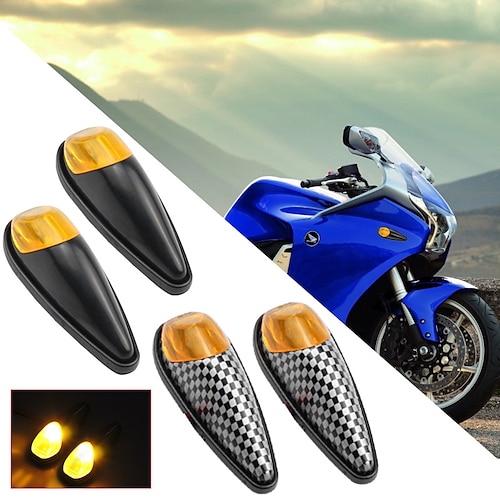 

OTOLAMPARA 4 X Motorcycle Indicators 6W High Power LED Mini Indicator Light Motorcycle Turn Signal Light Flashing Signal Light Amber Lightness