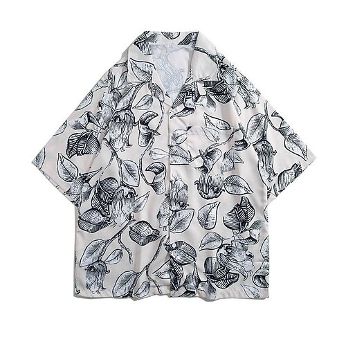 

Men's Shirt 3D Print Floral Turndown Street Casual Button-Down Print Short Sleeve Tops Casual Fashion Breathable Gray / Summer / Spring / Summer