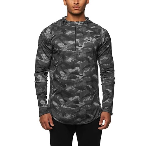 

Men's Pullover Hoodie Sweatshirt Quarter Zipper Hoodie Camo / Camouflage Front Pocket Casual Daily Holiday Other Prints Casual Streetwear Hoodies Sweatshirts White Black Gray