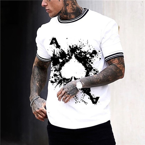 

Men's Unisex T shirt Tee Hot Stamping Graphic Prints Poker Crew Neck Street Daily Print Short Sleeve Tops Designer Casual Big and Tall Sports White / Summer