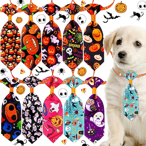 

Pet Festival Small Tie Skull Festival Series Pumpkin Small Tie,Skeleton Element for Hallow Mexican Day Of The Dead