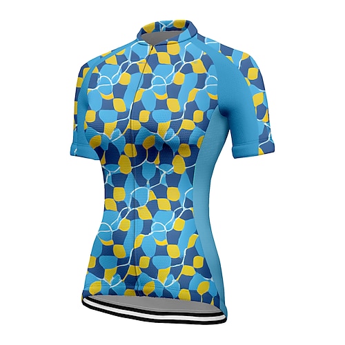 

21Grams Women's Cycling Jersey Short Sleeve Bike Top with 3 Rear Pockets Mountain Bike MTB Road Bike Cycling Breathable Quick Dry Moisture Wicking Reflective Strips Blue Polyester Spandex Sports