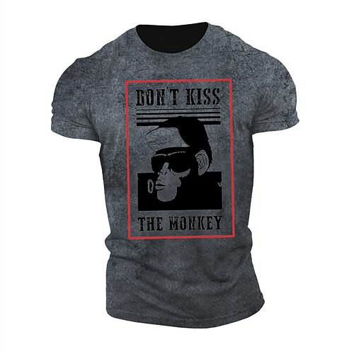 

Men's Unisex T shirt Tee 3D Print Graphic Prints Orangutan Crew Neck Street Daily Print Short Sleeve Tops Designer Casual Vintage Big and Tall Dark Gray / Summer / Summer