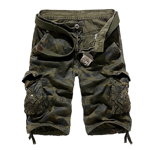 

Homme Short Cargo Bermuda Short de travail Shorts de Randonnée Multi poche Camouflage Usage quotidien Vêtement de rue Coton Classique Décontractées Vert militaire Vert herbe