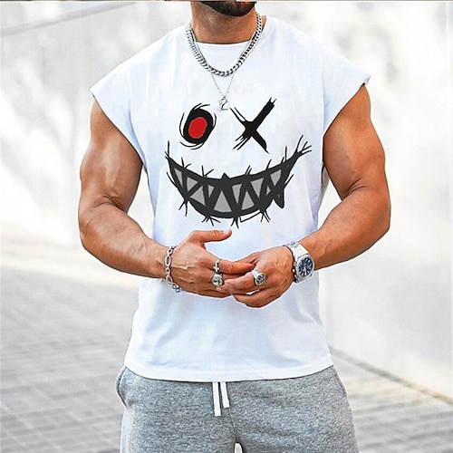 

Men's Unisex T shirt Tee Graphic Prints Crew Neck White Expression Outdoor Street Cap Sleeve Print Clothing Apparel Sports Designer Casual Big and Tall / Summer / Summer