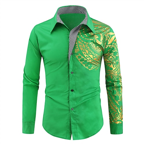 

Men's Shirt Totem Turndown Casual Daily Tops Casual Muscle Green White Black