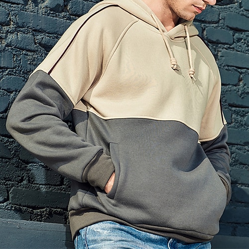 

Men's Hoodie Pullover Hoodie Sweatshirt Color Block Patchwork Front Pocket Casual Daily Holiday Hot Stamping Casual Streetwear Hoodies Sweatshirts Green Black Gray