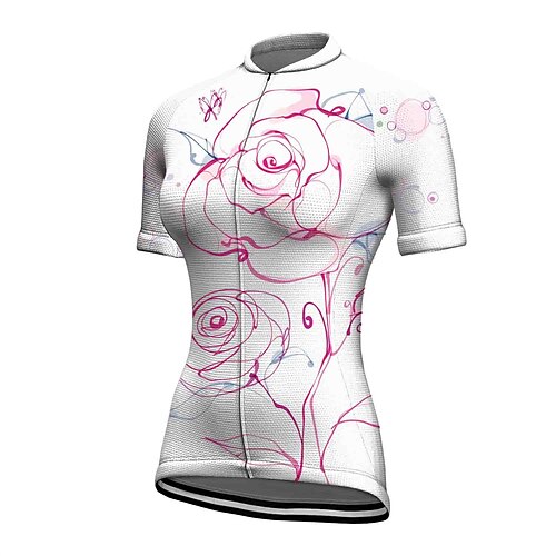 

21Grams Women's Cycling Jersey Short Sleeve Bike Top with 3 Rear Pockets Mountain Bike MTB Road Bike Cycling Breathable Quick Dry Moisture Wicking White Floral Botanical Spandex Polyester Sports