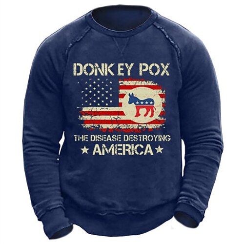 

Men's Unisex Sweatshirt Pullover Graphic Prints American Flag Letter Print Daily Sports Holiday 3D Print Designer Casual Hoodies Sweatshirts Blue