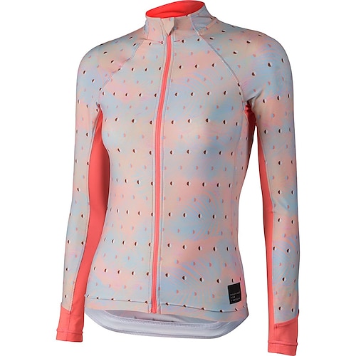 

21Grams Women's Cycling Jersey Long Sleeve Bike Top with 3 Rear Pockets Mountain Bike MTB Road Bike Cycling Breathable Quick Dry Moisture Wicking Orange Polka Dot Leaf Spandex Polyester Sports