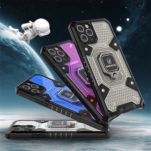 

Wrist Strap Phone Case For iPhone 13 12 11 Pro Max XR XS X Magnetic Ring Holder Stand Clear Honeycomb Shockproof Lanyard Cover