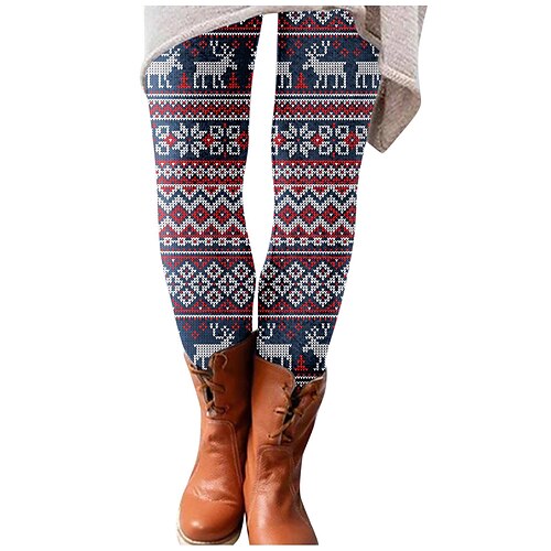 

Women's Tights Leggings Green Wine Red Mid Waist Fashion Designer Tights Casual Weekend Print Stretchy Full Length Tummy Control Geometric Pattern S M L XL 2XL / Skinny