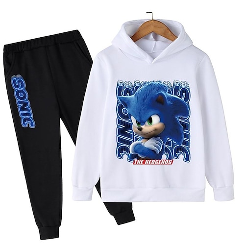 

Kids Unisex Boys Girls' Hoodie Pants HoodieSet Clothing Set 2 Pieces Long Sleeve White Black Blue Cartoon Print Street Sports Vacation Fashion Comfort Cool Daily 3-12 Years