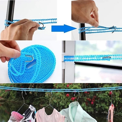 3-10m Windproof Clothesline Camping Clothesline Durable Travel Clothes Line  Rope Portable Clothes Drying Line Heavy Duty Laundry Line Length Adjustable  Non-slip Clothing Line Outdoor Indoor 2024 - $2.99