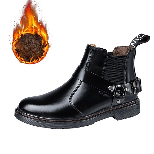 

Men's Boots Casual Daily Cowhide Booties / Ankle Boots Black Fall Winter