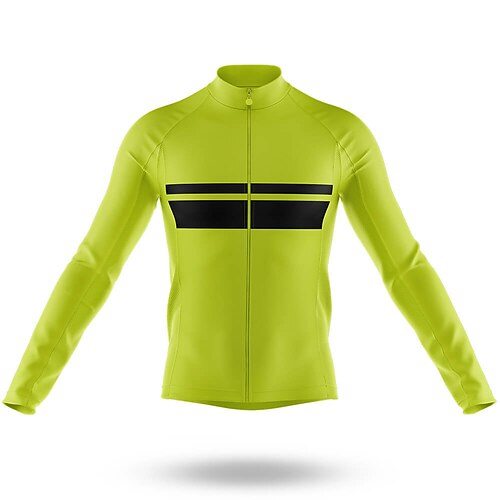 

21Grams Men's Cycling Jersey Long Sleeve Bike Top with 3 Rear Pockets Mountain Bike MTB Road Bike Cycling Breathable Quick Dry Moisture Wicking Reflective Strips Green Polyester Spandex Sports